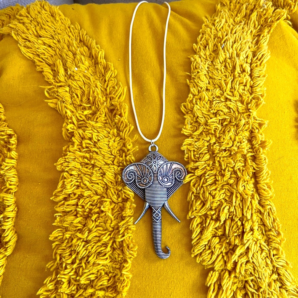 Handmade Leather Rope “Big Elephant” Necklace